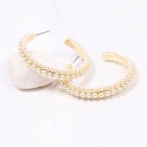 Woodard Pearl Hoop Earrings – Gold